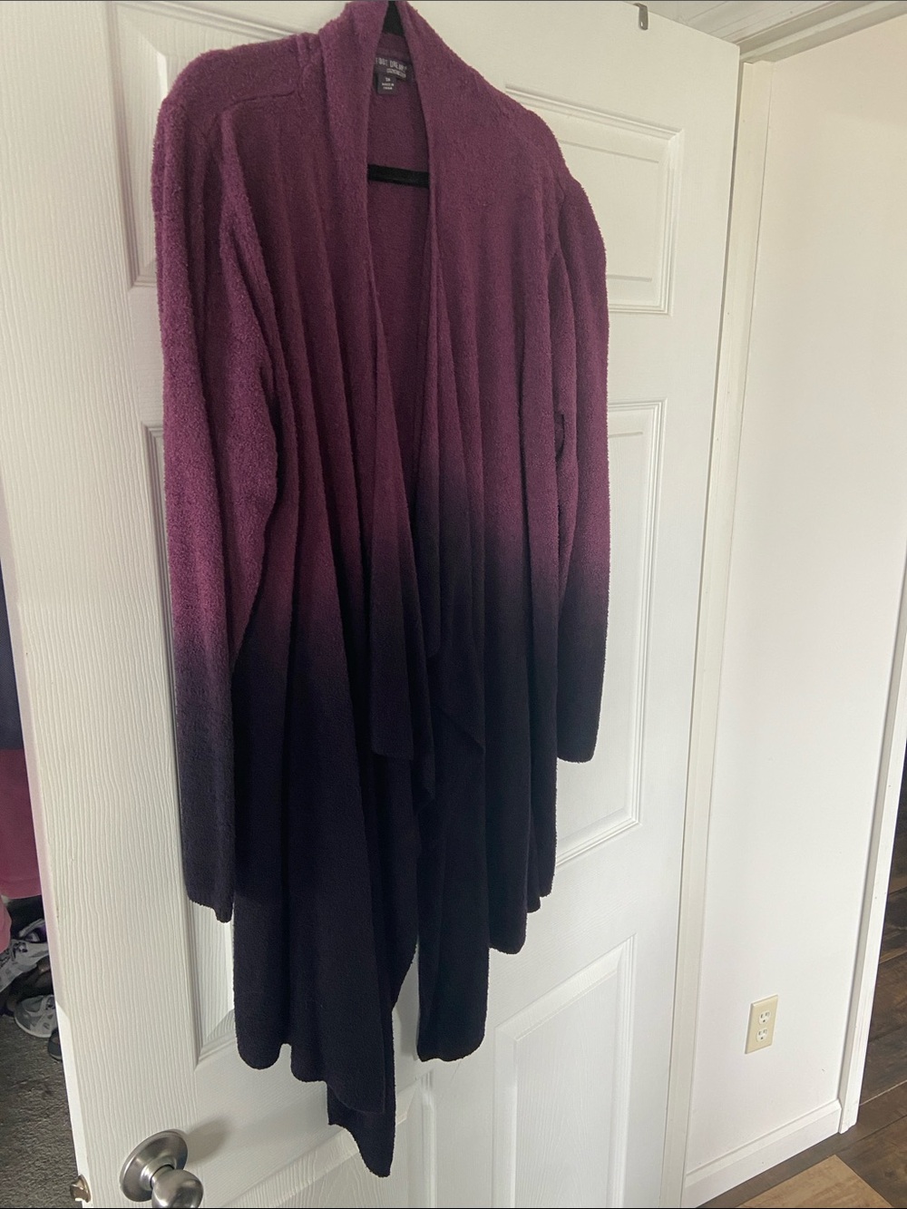 Barefoot Dreams Purple to Black Ombre Draped Open Cardigan